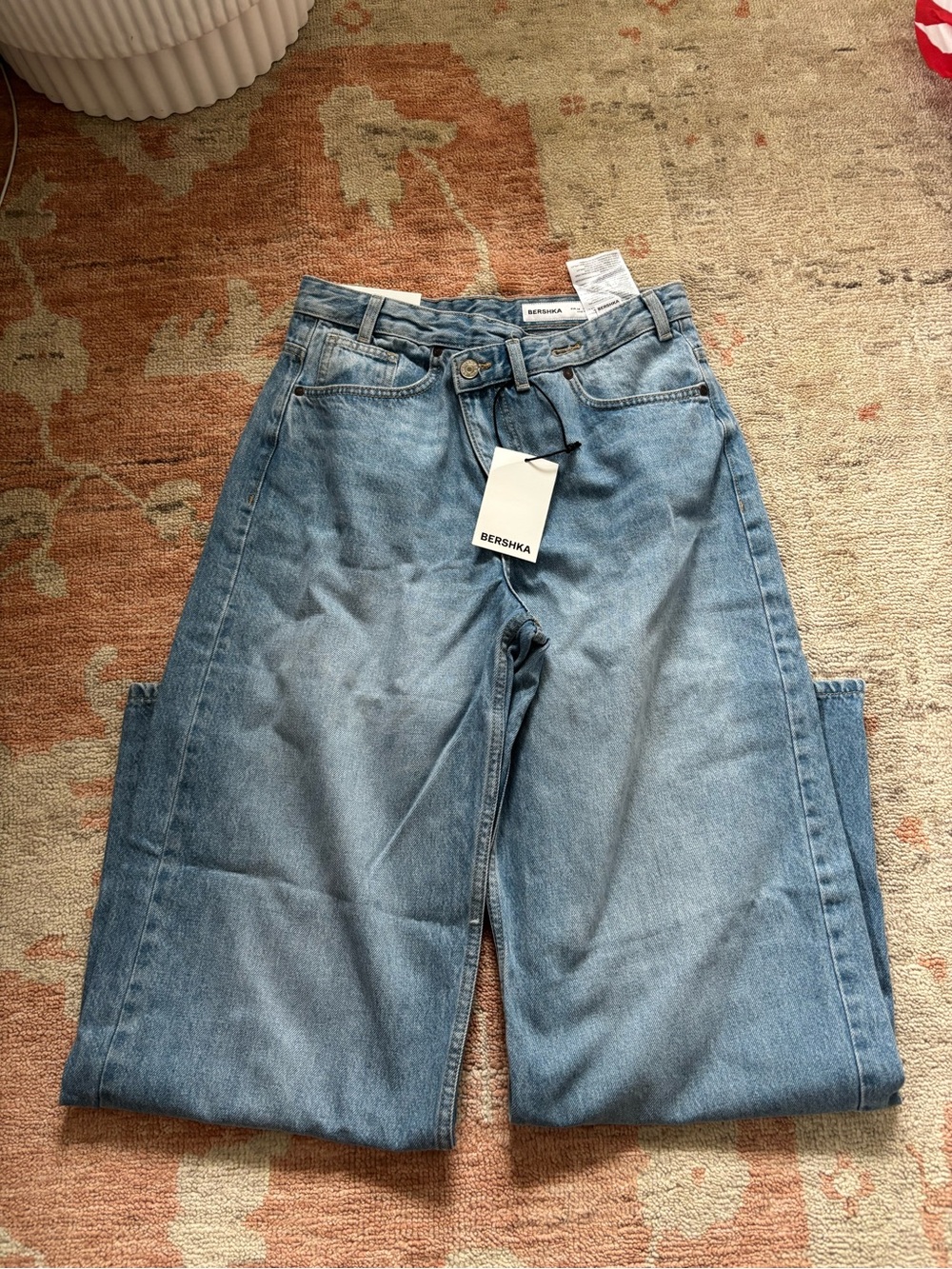 NWT Bershka Women's Light Blue Wide Leg Jeans